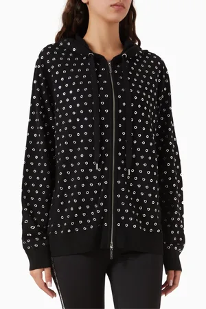 Michael Kors Grommeted Zip-up Hoodie in Wool