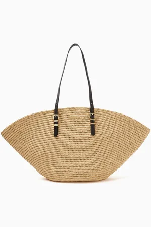 Michael Kors Large Fan Tote Bag in Crochet Straw