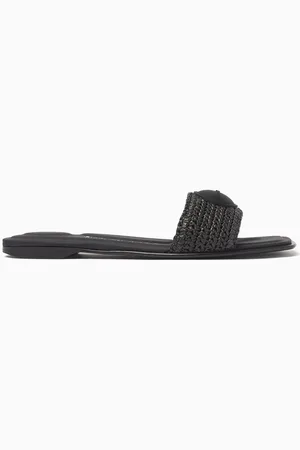 Alexander Wang Vy Logo Slides in Raffia