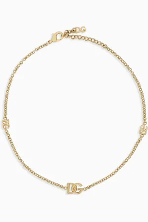 Dolce & Gabbana DG Logo Chain Necklace in -tone Metal