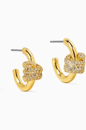 Kate Spade Ropes & Knots Pavé Huggie Earrings in -tone Brass