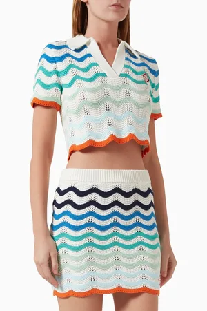 Casablanca Gradient Wave Top in Crochet
