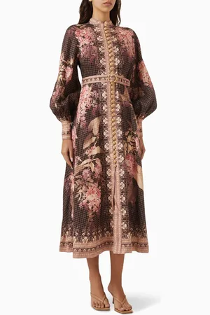 ZIMMERMANN Illuminate Belted Midi Dress in Linen