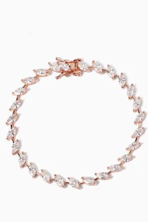 Kenneth Jay Lane CZ Marquis Tennis Bracelet in Rose-gold Plated Brass