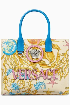 VERSACE Small Underwater Barocco La Medusa Tote Bag in Canvas