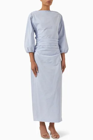 Bernadette Ezra Ruched Dress in Cotton