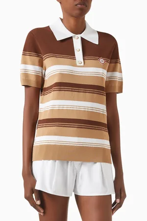 Casablanca Chicano Striped Polo Shirt in Viscose-blend