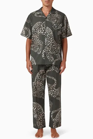 Desmond & Dempsey Cuban Long Pyjama Set in Organic Cotton