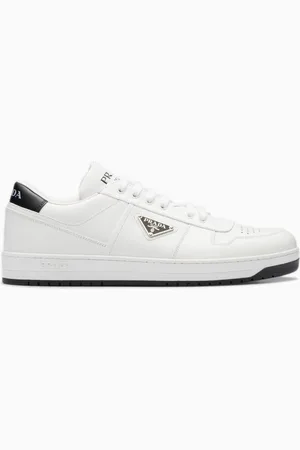 Prada Triangle Logo Sneakers in Calfskin Leather