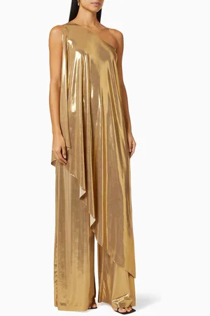 Norma Kamali One Shoulder Diagonal Tunic in Lamé