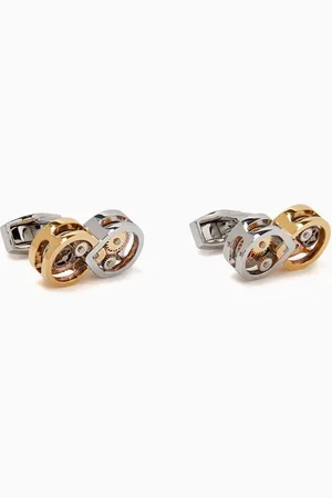 Tateossian Infinity Gear Cufflinks in Palladium-plated & Yellow -plated Metal