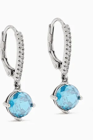 Kenneth Jay Lane CZ Round Drop Earrings in Rhodium-plated Brass