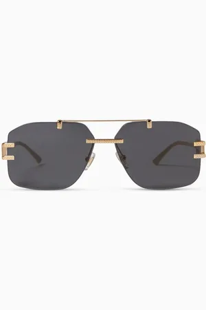 VERSACE Oversized Aviator Sunglasses in Metal