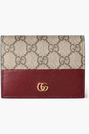 Gucci GG Marmont Card Case Wallet in Leather & GG Supreme Canvas