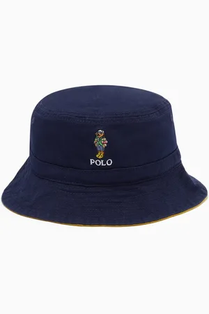 Ralph Lauren Bear Polo Embroidered Bucket Hat in Cotton