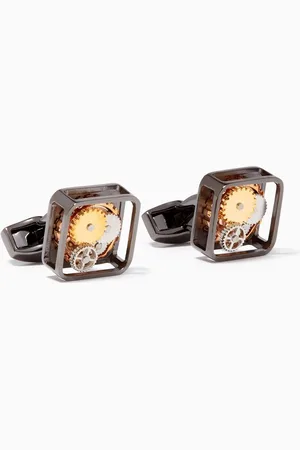 Tateossian Gunmetal Square Gear Cufflinks
