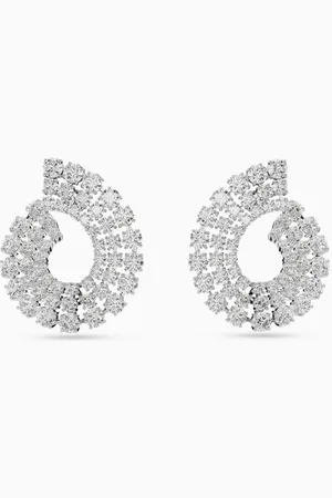 Swarovski Matrix Crystal Hoop Earrings in Rhodium-plated Metal