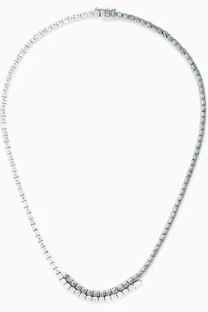 Kenneth Jay Lane CZ Tennis Two-tone Necklace in Rhodium-plated Brass