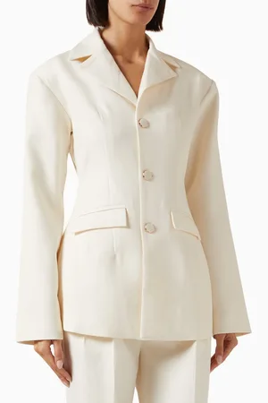Manière de voir Wide Shoulder Cinch Waist Blazer