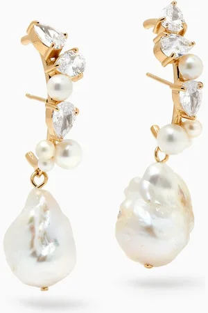 COMPLETEDWORKS Pearl & Topaz Earrings in 14kt Gold Vermeil