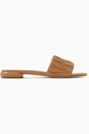 Miu Miu Logo Slides in Matelasse Nappa