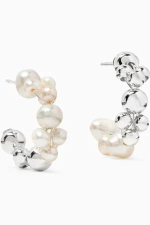 COMPLETEDWORKS Pearl Beaded Hoop Earrings in Sterling