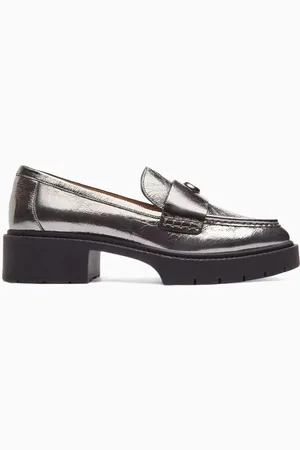 Coach Leah 45 Loafers in Metallic Leather