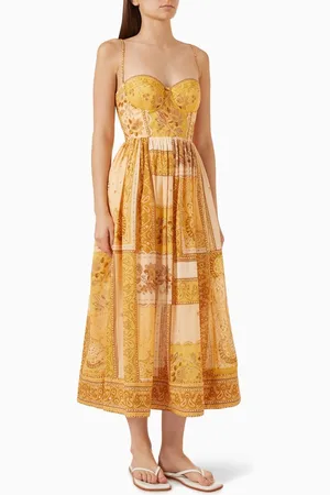 ZIMMERMANN Lucky Corset Midi Dress in Cotton