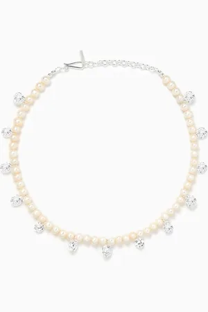 COMPLETEDWORKS Pearl & Cubic Zirconia Beaded Necklace in Sterling