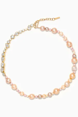 COMPLETEDWORKS Glitch II Pearl & Crystal Necklace in 14kt Gold Vermeil