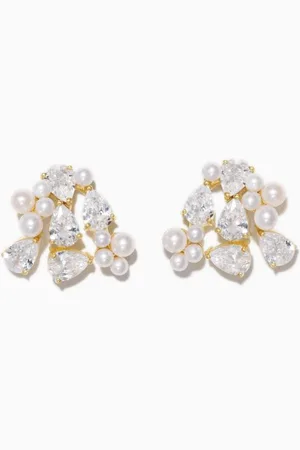 COMPLETEDWORKS Pearl & Cubic Zirconia Earrings in 18kt Gold Vermeil