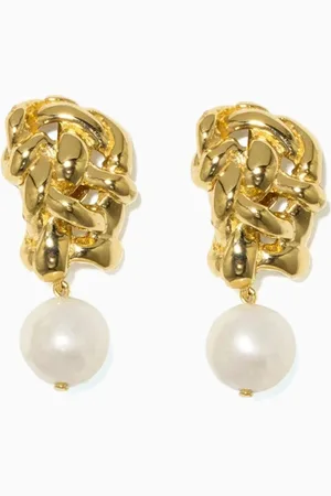 COMPLETEDWORKS The Paths of Memory Pearl Earrings in 18kt Gold Vermeil