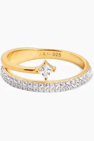 Astrid & Miyu Pavé Crystal Illusion Ring in 18kt -plated Sterling Silver