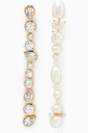 COMPLETEDWORKS Glitch Pearl & Crystal Drop Earrings in 14kt Gold Vermeil