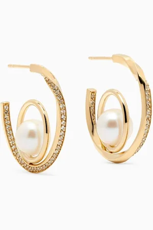COMPLETEDWORKS Pulse Pearl & Topaz Hoop Earrings in 14kt Gold Vermeil