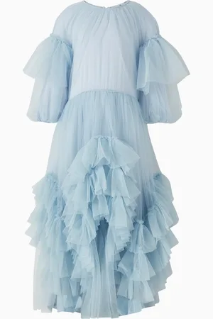 RASPBERRY PLUM Tania Ruffled Long Dress in Tulle