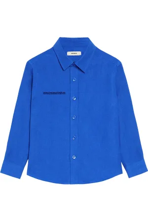 The Pangaia Kids Aloe Linen Long Sleeve Shirt—cobalt