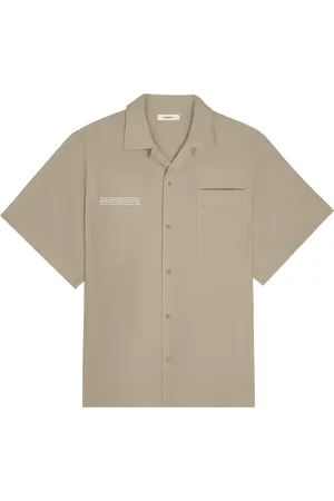 The Pangaia Mens DNA Linen Camp Collar Shirt—cliff beige