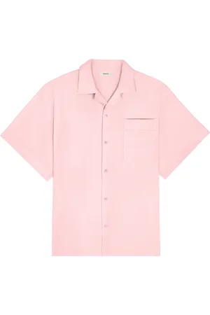 The Pangaia Mens DNA Aloe Linen Camp Collar Shirt—magnolia pink
