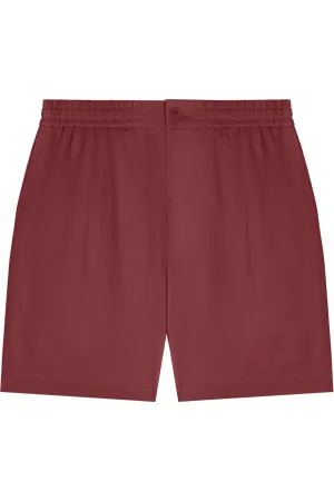 The Pangaia Mens DNA Linen Mid Length Shorts—garnet red