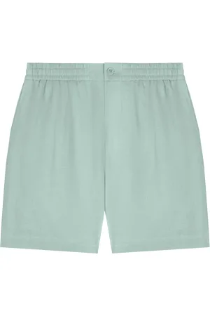 The Pangaia Mens DNA Aloe Linen Mid Length Shorts—eucalyptus