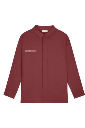 The Pangaia Mens DNA Linen Collared Long Sleeve Shirt—garnet red