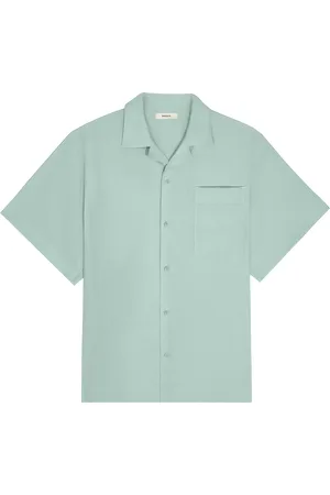 The Pangaia Mens DNA Aloe Linen Camp Collar Shirt—eucalyptus