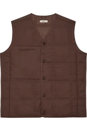 The Pangaia Womens Flower-Warmth Quilted Gilet—chestnut brown