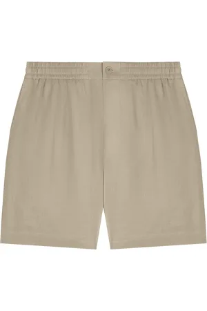 The Pangaia Mens DNA Linen Mid Length Shorts—cliff beige