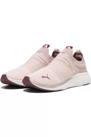 RUN OF Logo-print Panelled Suede Sneakers in Pink