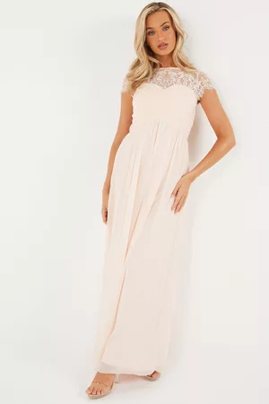 Quiz Womens Nude Lace Sweetheart Maxi Dress Size 10