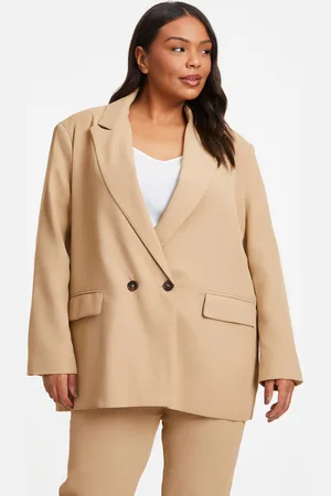 Quiz Curve Camel Oversized Tailored Blazer