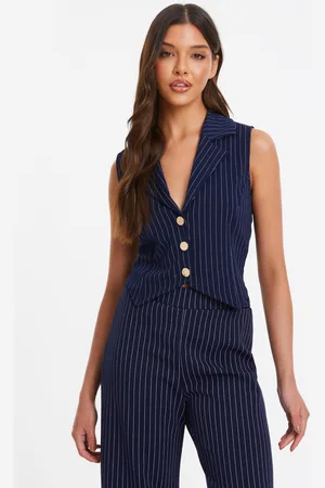 Quiz Navy Pinstripe Waistcoat
