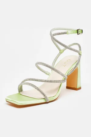 Quiz Diamante Strappy Block Heeled Sandals